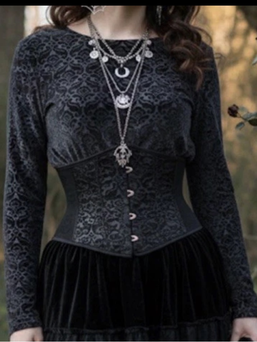 Talbots Y2K Top Burnout Velvet Damask Knit Stretch Whimsigoth Witchy M